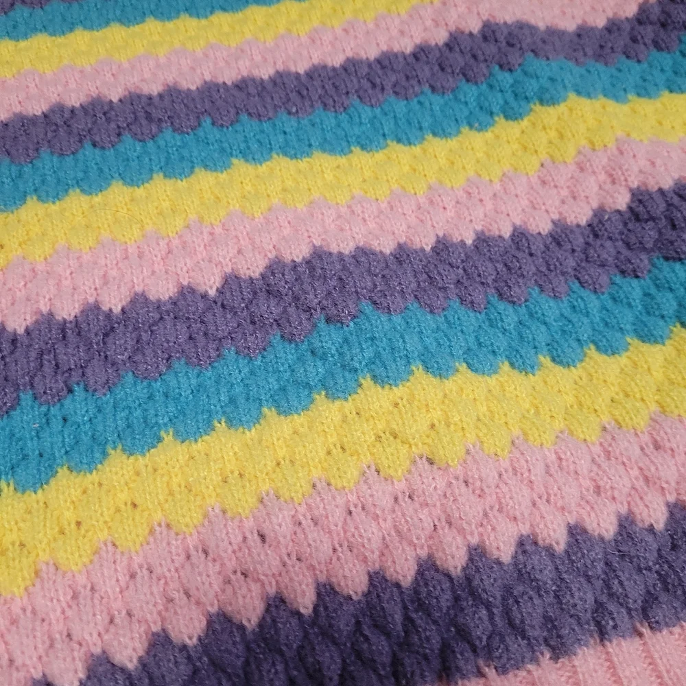 Vintage striped pastel girls cableknit sweater